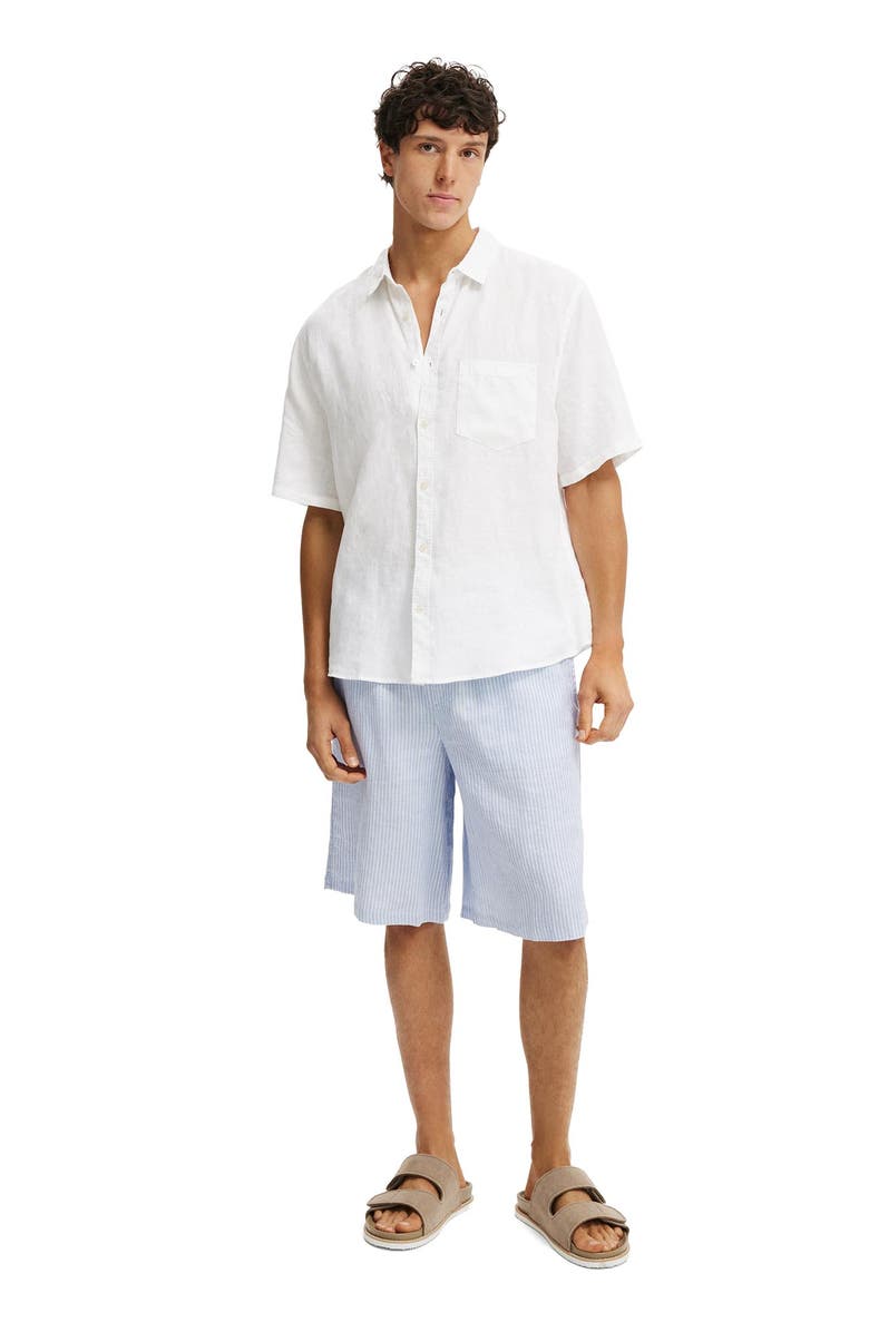 Cotton On Men's Relaxed Linen Short Sleeve Shirt, Alternate, color, White