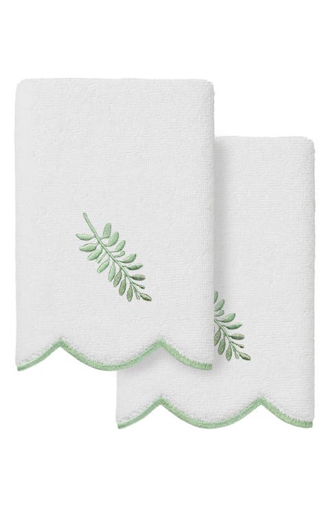 Fern Toss Scalloped 2-Piece Fingertip Towel Set