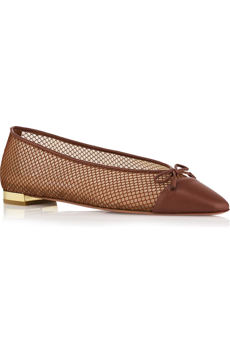 Aquazzura Gioia Cap Toe Ballet Flat, Main, color, Tobacco/ Rich Cognac