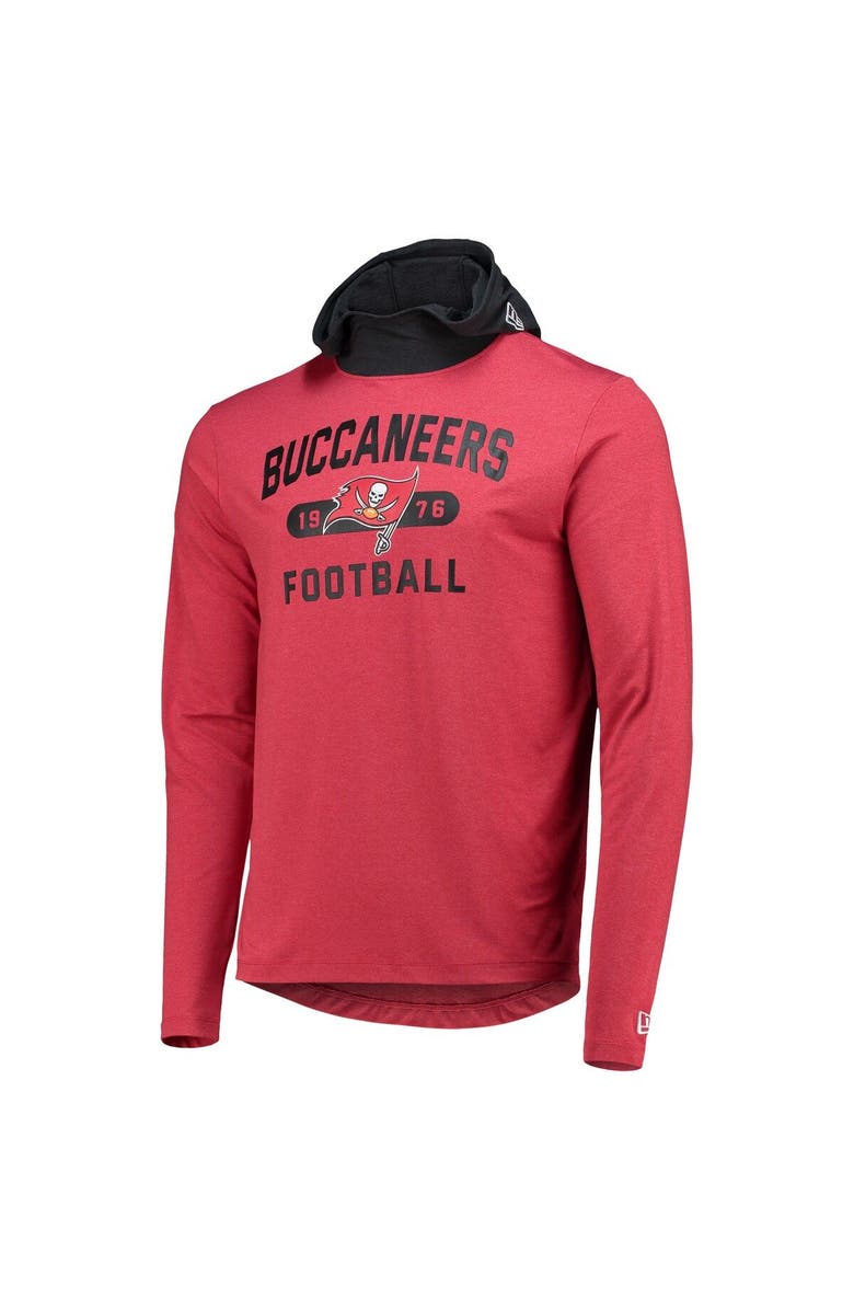 New Era Men's New Era Red/Black Tampa Bay Buccaneers Active Block Hoodie Long Sleeve T-Shirt, Alternate, color,