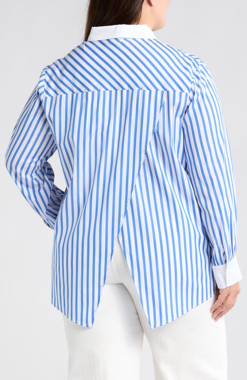 Harshman Franklin Cotton Stripe Button-up Shirt In Indigo Stripes