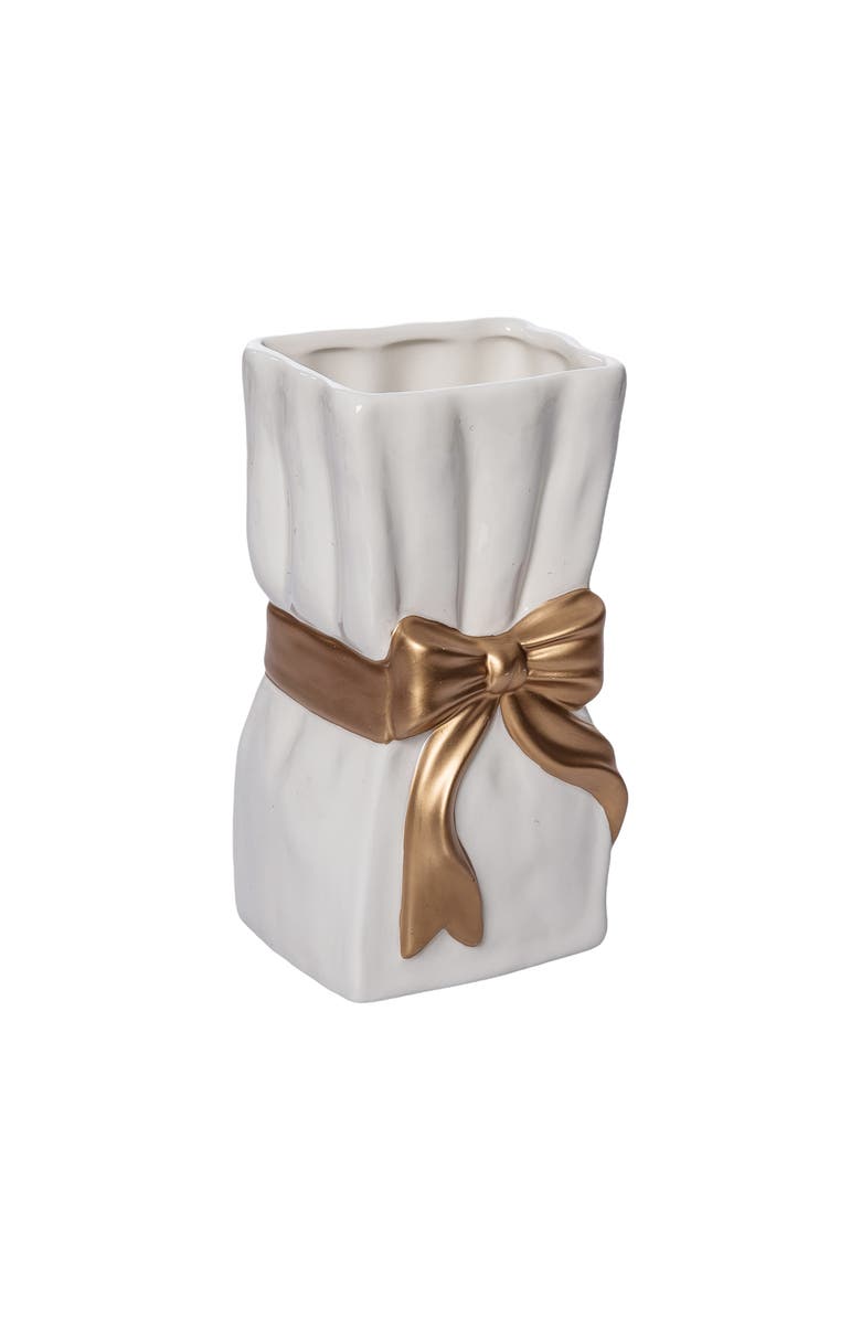 Transpac Dolomite Ribbon Gold Vase for Floral Display and Home Decor, Alternate, color, Multicolored