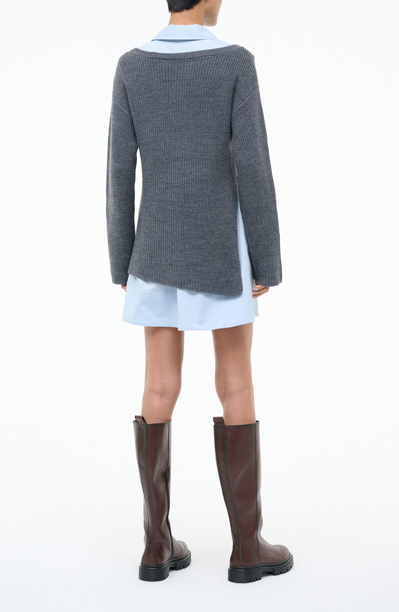 Dane Layered Long Sleeve Mixed Media Dress - image 2