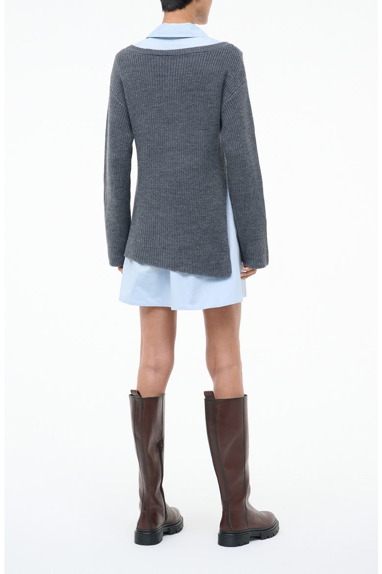 Dane Layered Long Sleeve Mixed Media Dress, Alternate, color, CHARCOAL/ GLACIER