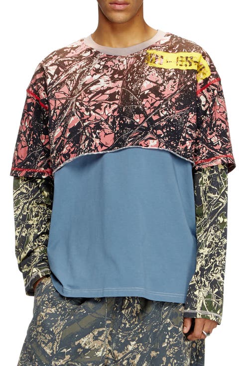 T-Besh Camouflage Overlay Long Sleeve T-Shirt