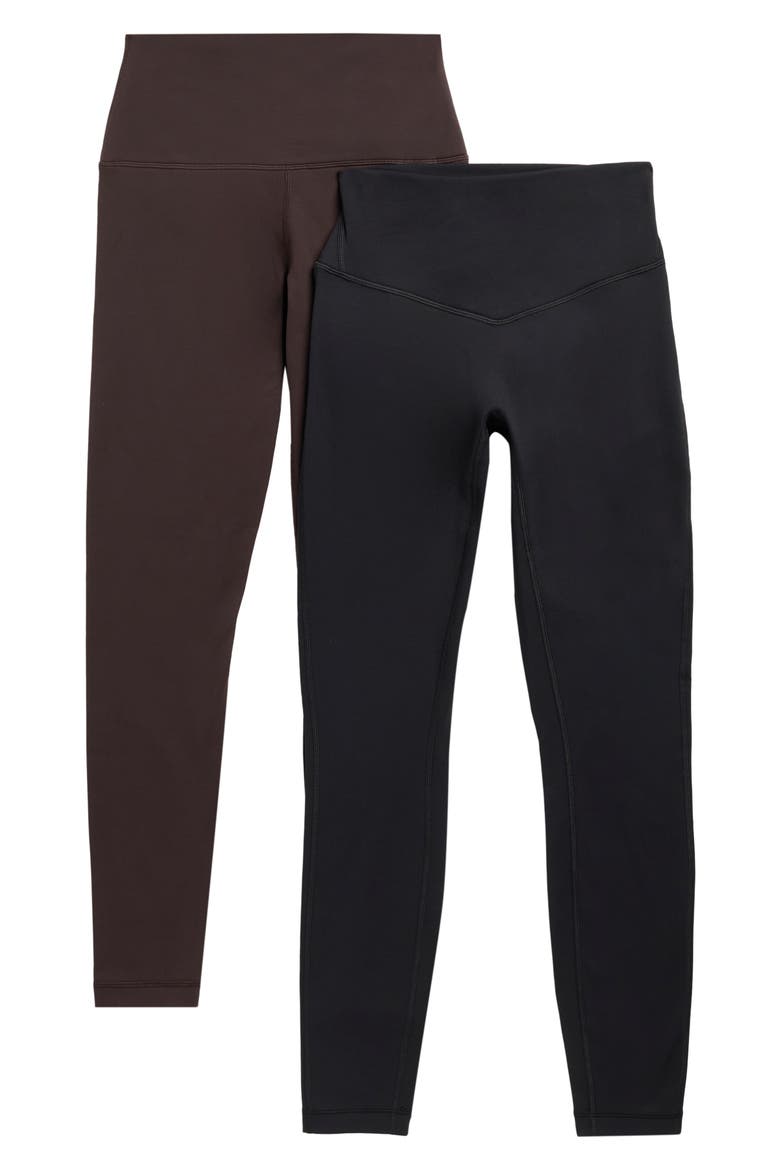 2-Pack High Waist Leggings, Main, color, BLACK/ CHOCOLATE TORTE