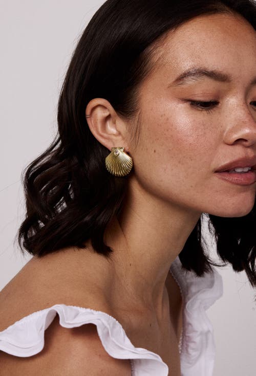 Electric Picks Beach Girl Shell Earrings In Gold
