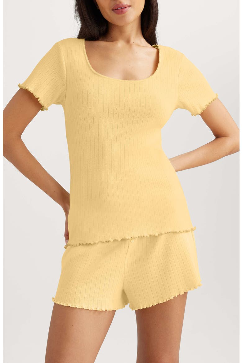 Pointelle Rib Lounge T-Shirt, Main, color, YELLOW