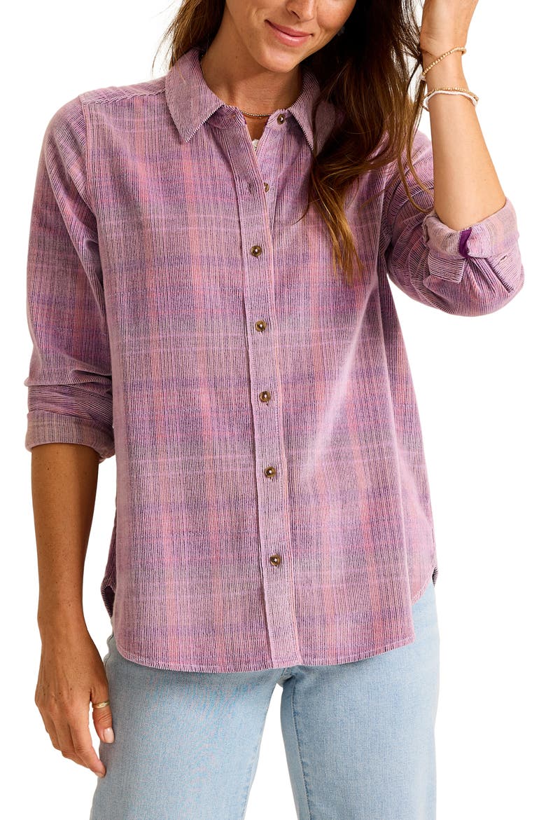 Beachfront Stretch Cotton Corduroy Button-Up Shirt, Main, color, DARK RESERVE