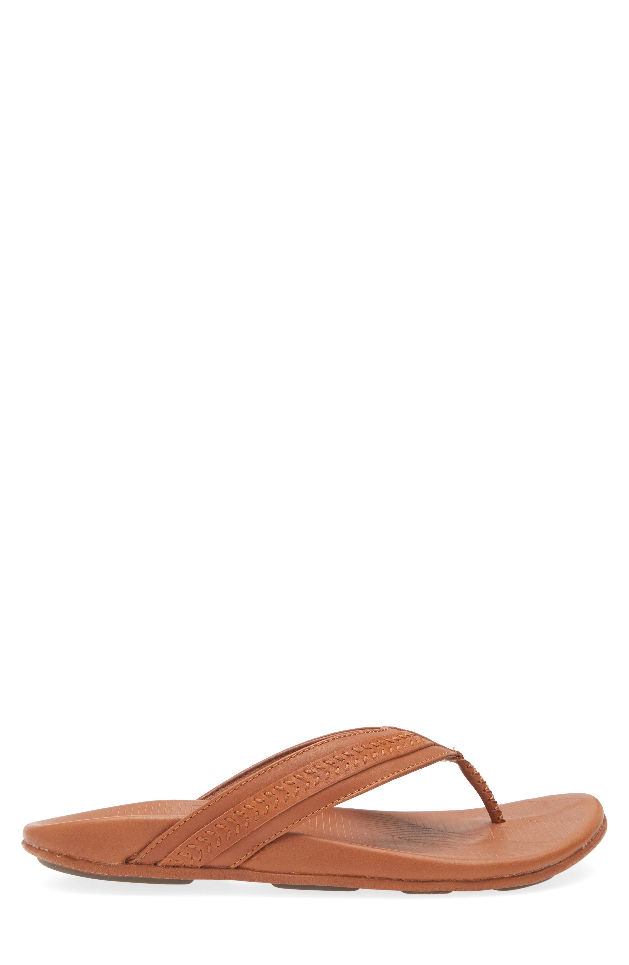 OluKai Aho Leather Flip Flop, Alternate, color, Fox / Fox