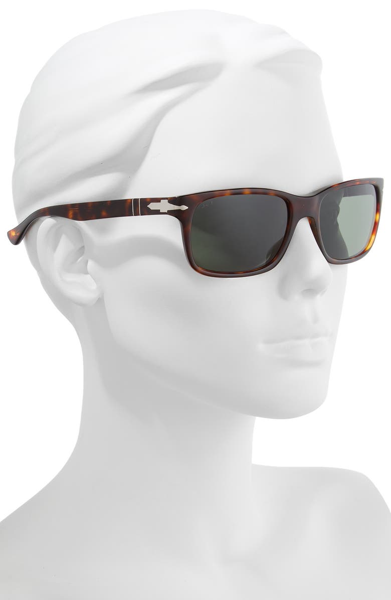 Persol 58mm Rectangle Sunglasses, Alternate, color, Havana/ Black Solid