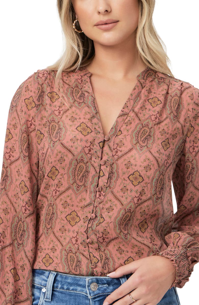 PAIGE Didi Silk Top, Alternate, color, Pink Terracotta Multi