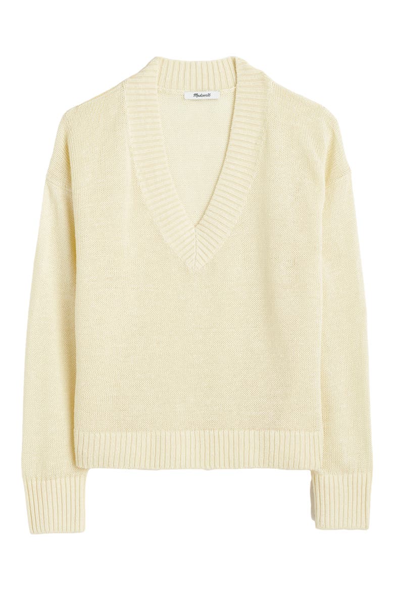 Arline Linen V-Neck Pullover, Alternate, color, SHEER PINEAPPLE