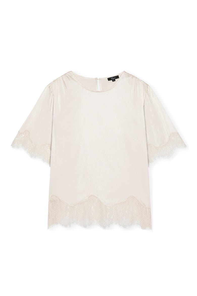Sonora Lace Trim Short Sleeve Top, Alternate, color, IVORY
