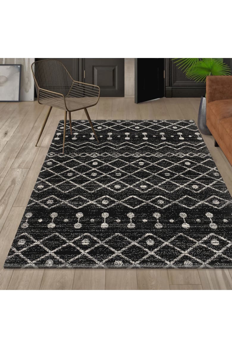Aksil Moroccan Beni Souk Area Rug, Alternate, color, Black/Cream