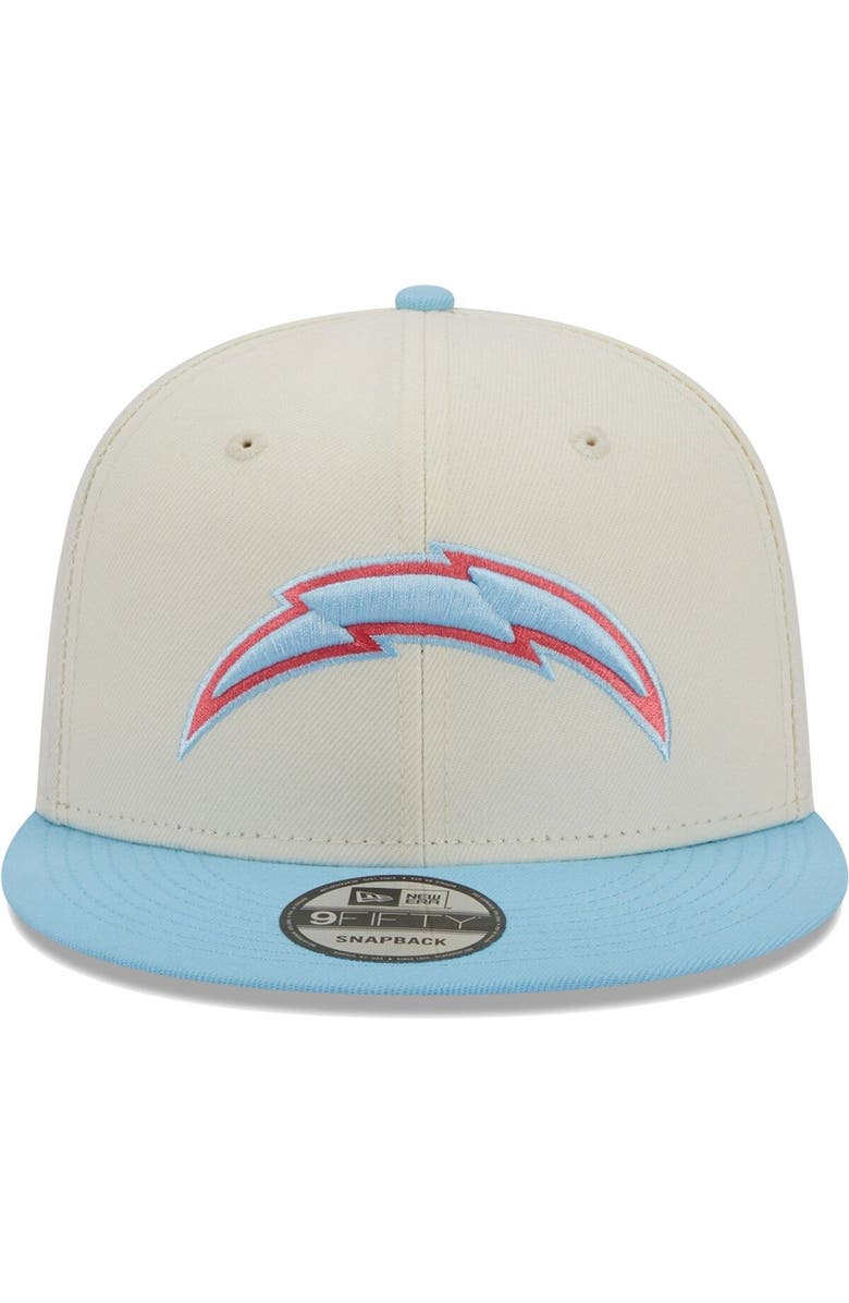New Era Men's New Era Cream/Light Blue Los Angeles Chargers Two-Tone Color Pack 9FIFTY Snapback Hat, Alternate, color, 