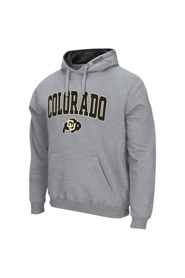 Men's Colosseum Heather Gray Colorado Buffaloes Arch & Logo 3.0 Pullover Hoodie, Alternate, color, Heather Gray