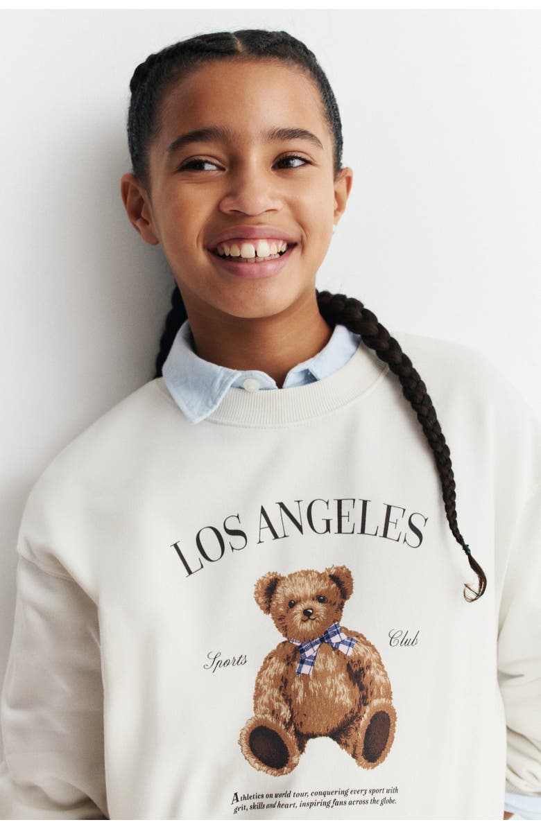 H&M 2-piece Sweatshirt Set, Alternate, color, Cream/Teddy Bear