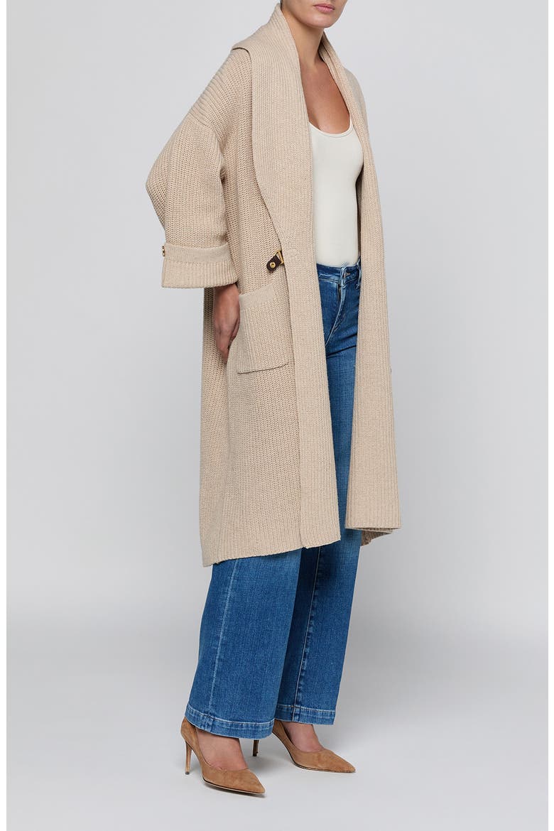 Orielle Long Cardigan, Alternate, color, ALMOND MILK