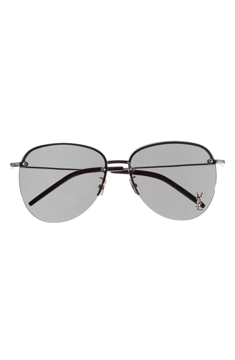Saint Laurent 61mm Oval Sunglasses, Main, color, Silver