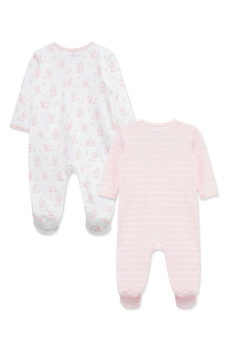 Little Me Puppies 2-Pack Organic Cotton Footies, Alternate, color, Pink