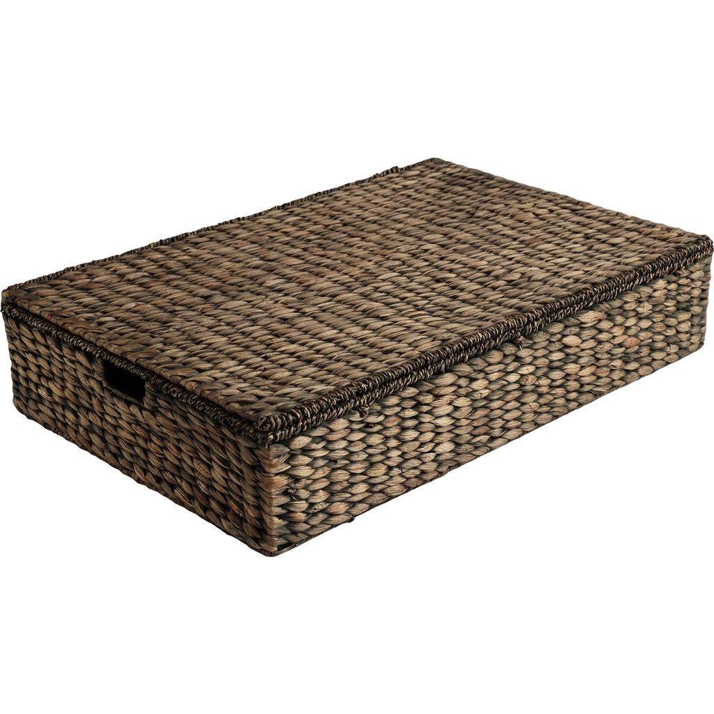 Happimess Holden 30" Classic Costal Hand-woven Hyacinth Wicker Under Bed Storage Basket With Lid In Brown