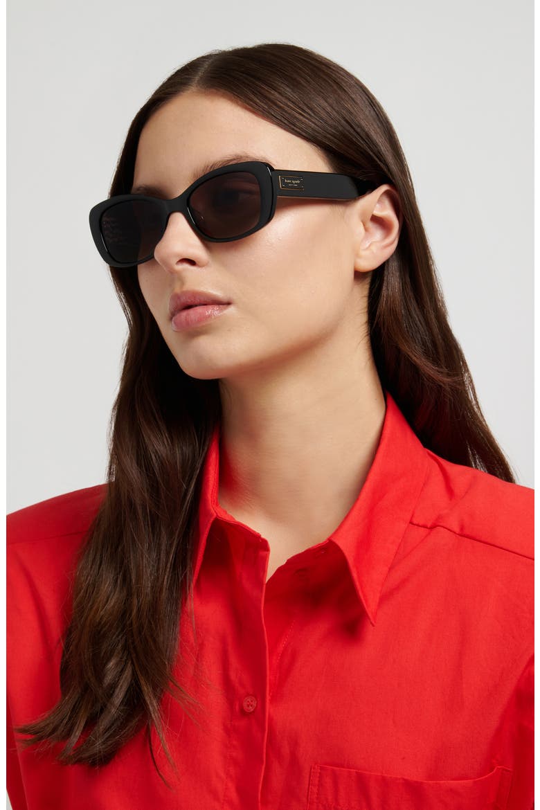 Beryl 53mm Gradient Rectangular Sunglasses, Alternate, color, BLACK/ BROWN SF