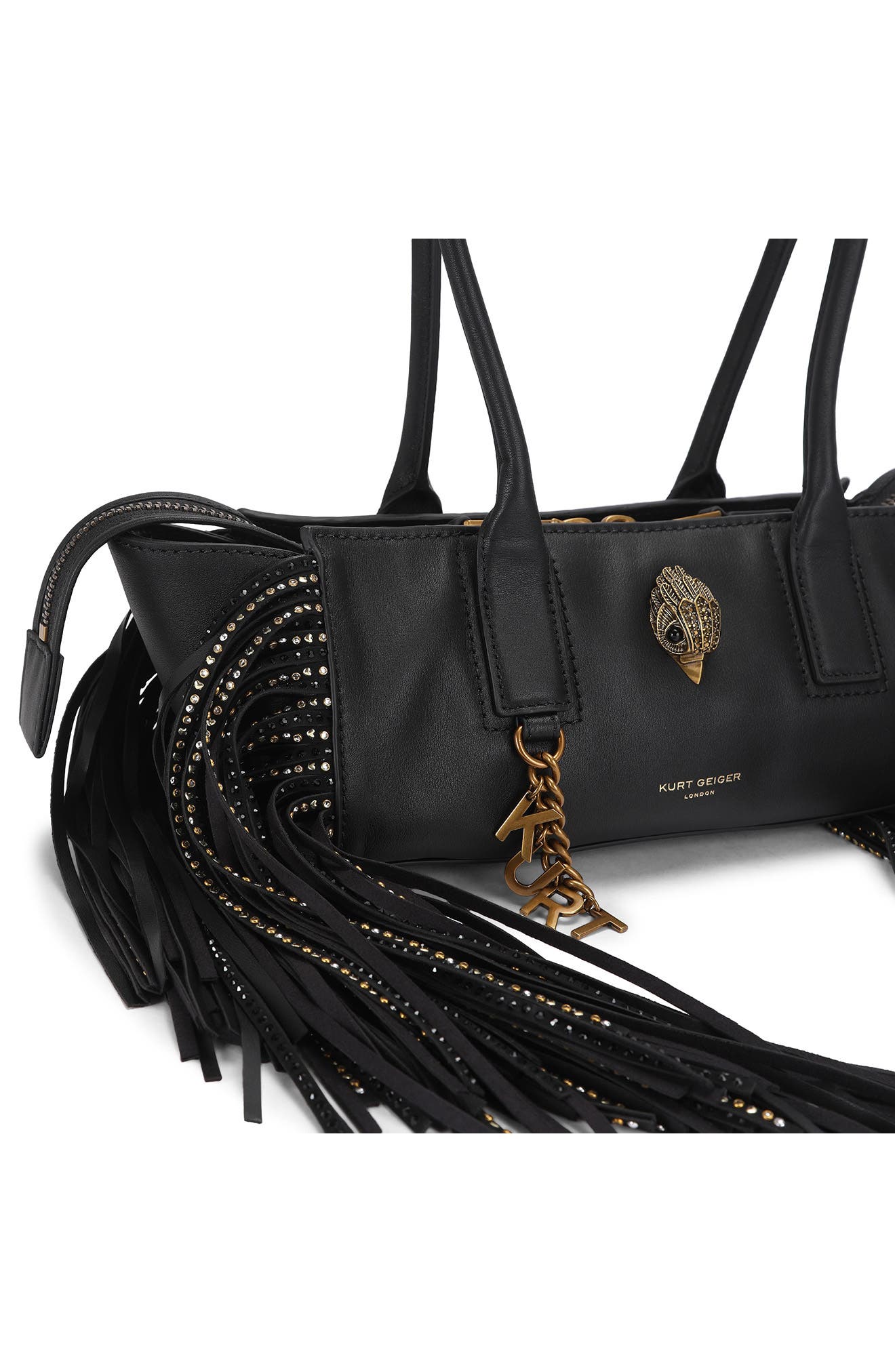 Sloane Fringe East/West Shoulder Bag, Alternate, color, BLACK