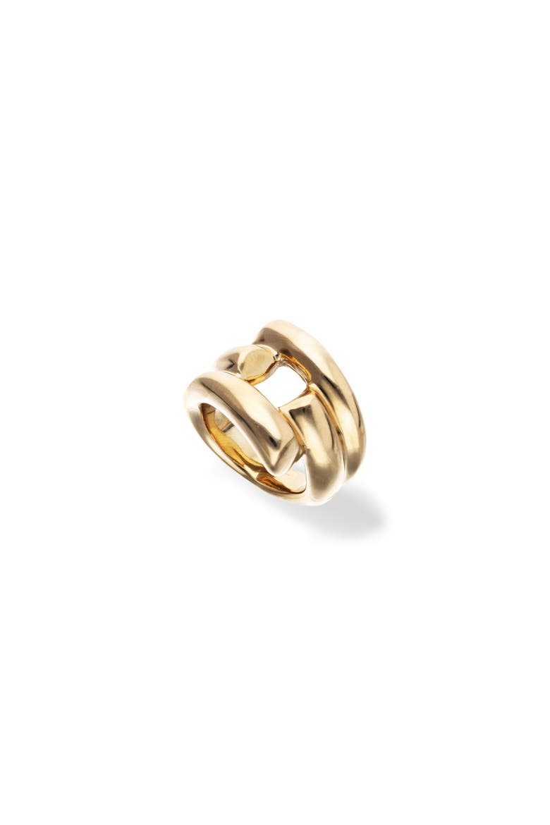 18K Gold-Plated Ring with Open Tubes, Main, color, Gold