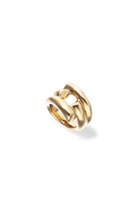 18K Gold-Plated Ring with Open Tubes