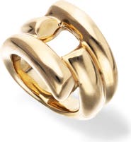 UNODE50 18K Gold-Plated Ring with Open Tubes