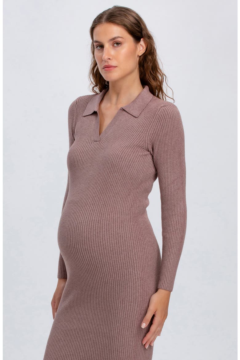Lavinia Rib Knit Maternity Dress, Alternate, color, OLD WOOD