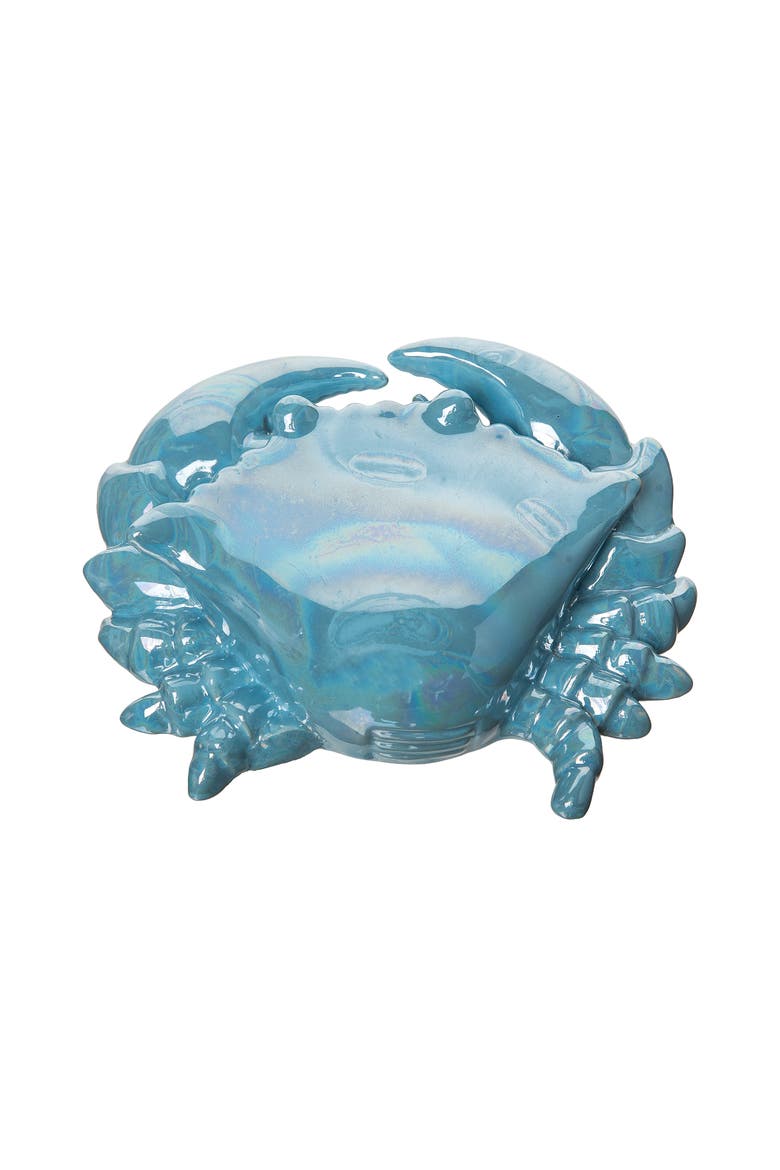 Iridescent Blue Crab Large Ceramic Decorative Figurine 5.6", Main, color, Blue