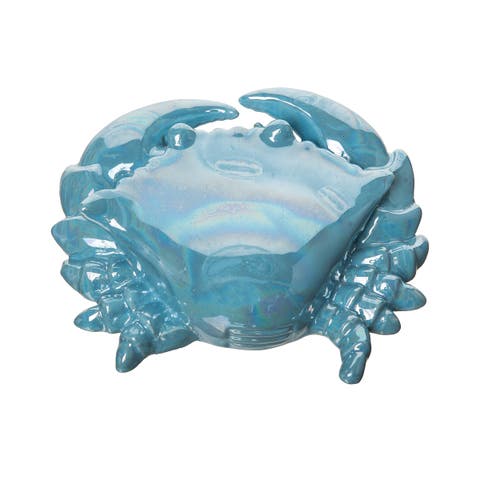 Iridescent Blue Crab Large Ceramic Decorative Figurine 5.6"