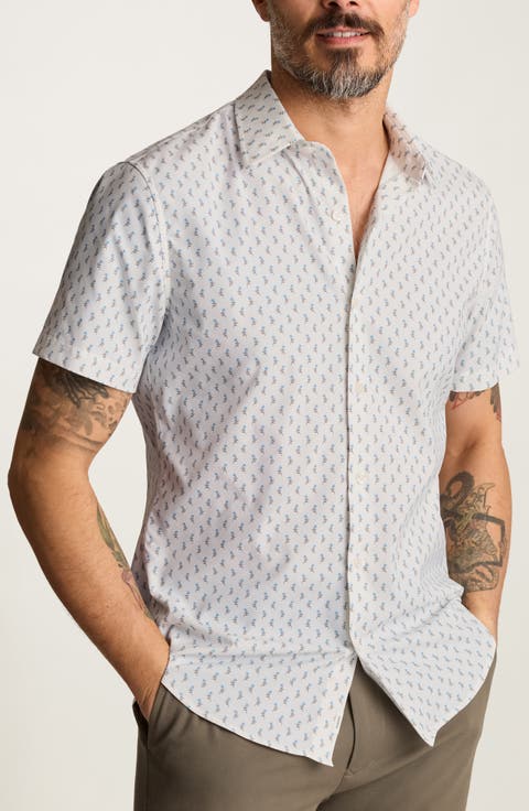 Tech Slim Fit Floral Short Sleeve Performance Button-Up Shirt