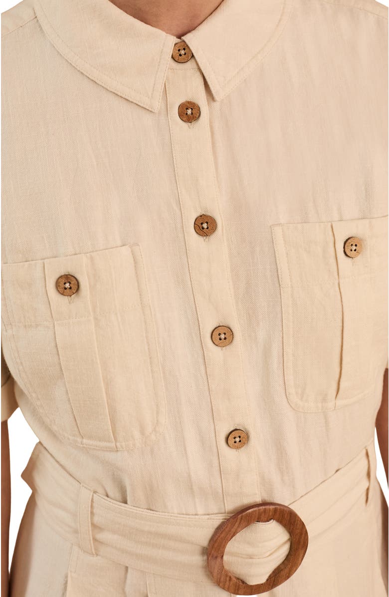 Celtic & Co. Belted Safari Midi Shirt Dress, Alternate, color, Undyed Oatmeal