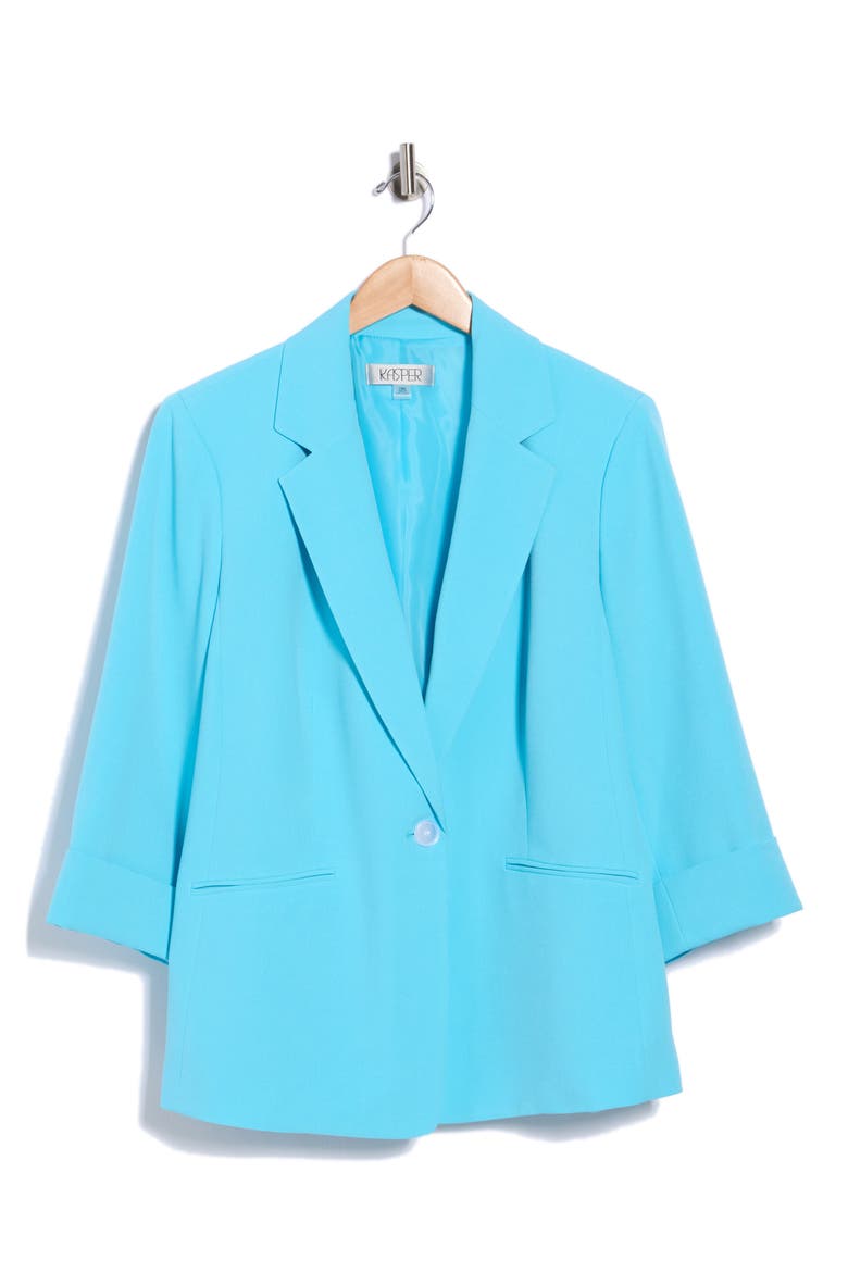Solid Woven Blazer, Main, color, AQUA OASIS