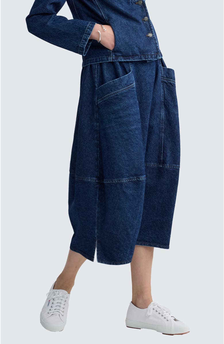 LUUKAA Hayden Balloon Denim Skirt, Alternate, color, Indigo Denim