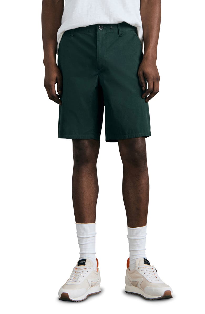 rag & bone Perry Paperweight Cotton Blend Chino Shorts, Main, color, Forest