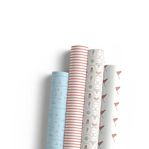 Eight Sheets Two-Sided "Club Life" & "Sails Up" Heavyweight Gift Wrap