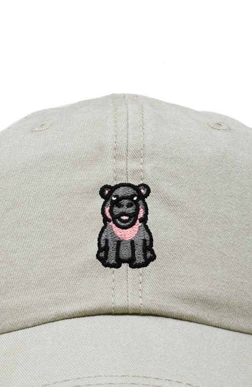 Dalix Hippo Embroidered Adjustable Hat In Washed Stone White