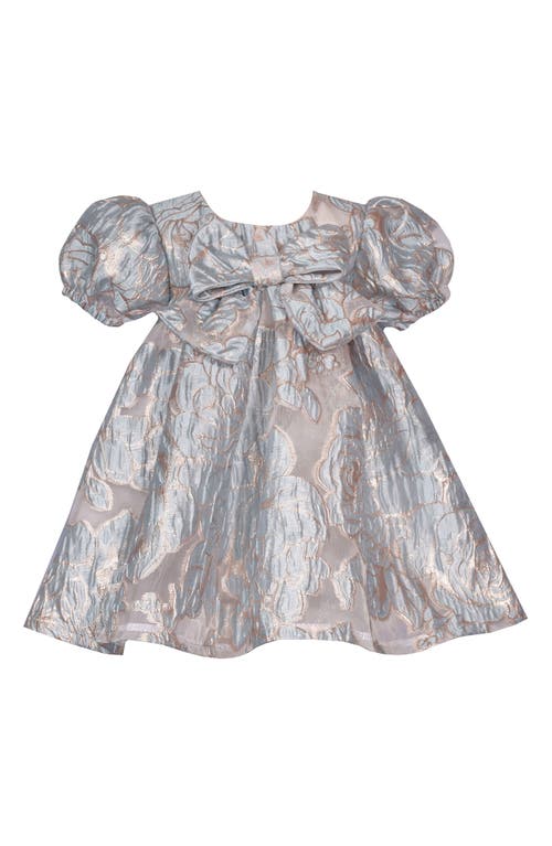 Iris & Ivy Floral Metallic Jacquard Party Dress In Gray
