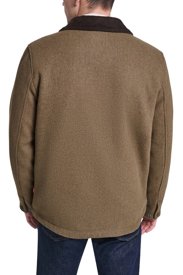 Corduroy Collar Barn Jacket, Alternate, color, OLIVE HEATHER