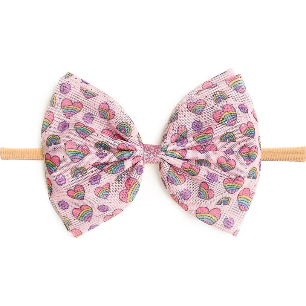 Sweet Wink Rainbow Heart Tulle Bow Baby Headband In Multicolor