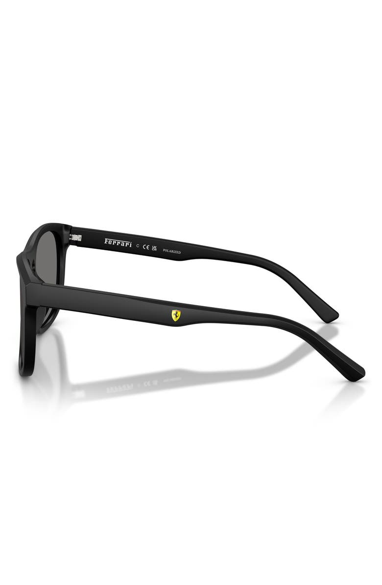 Scuderia Ferrari 57mm Polarized Square Sunglasses, Alternate, color, Black Matte / Polar Dark Grey