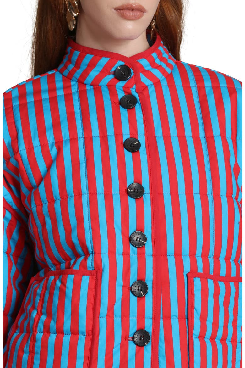 Stripe Boxy Quilted Cotton Blend Jacket, Alternate, color, SAILOR BLUE-TOMATO S