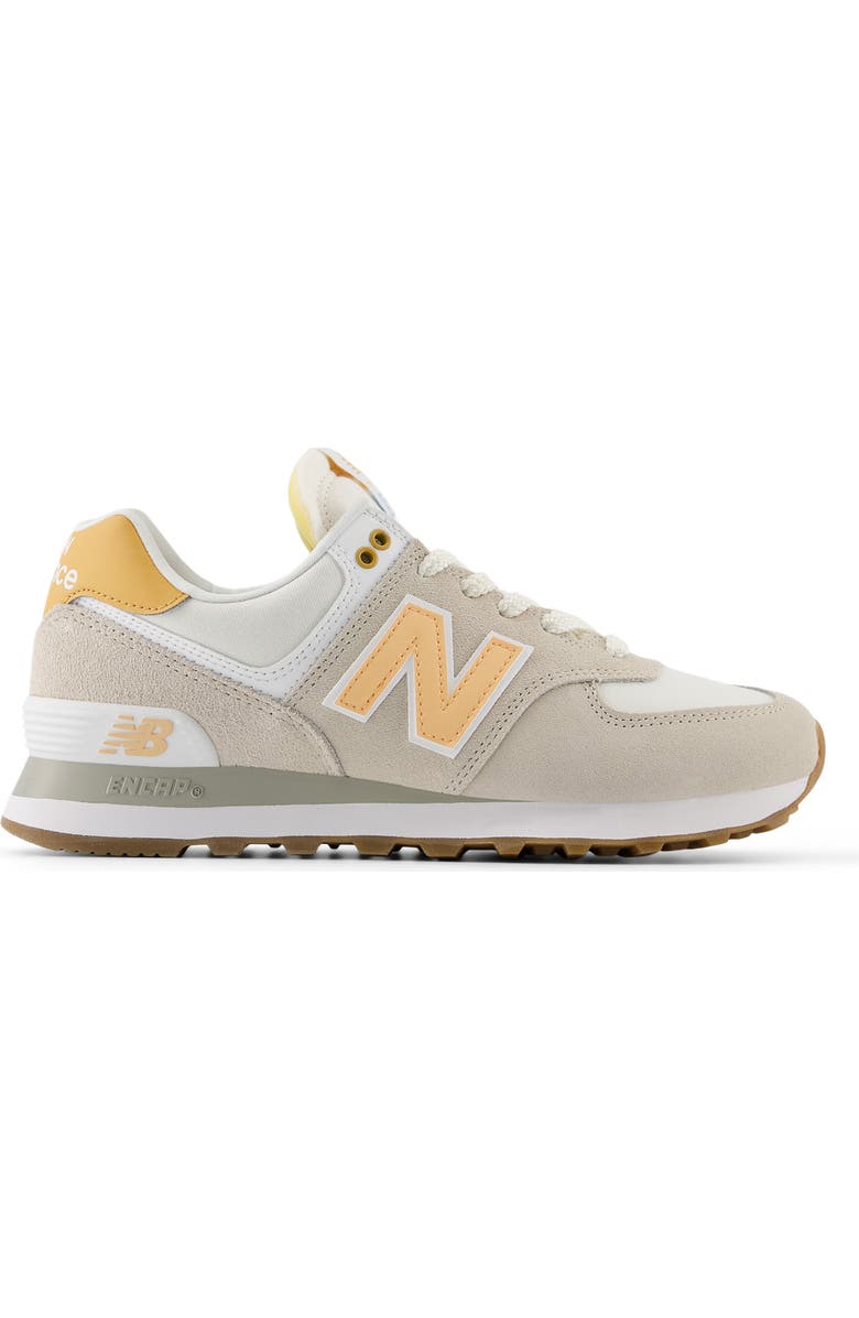 New Balance 574 Sneaker, Alternate, color, Timberwolf/ Alpha Orange