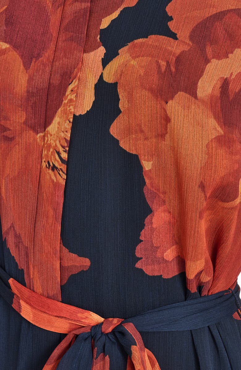 Calvin Klein Long Sleeve Chiffon Midi Dress, Alternate, color, 