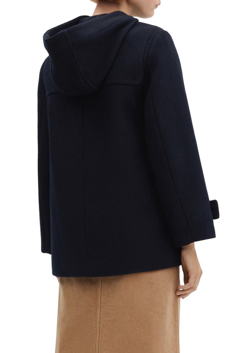 Hooded Wool Blend Coat, Alternate, color, DARK NAVY