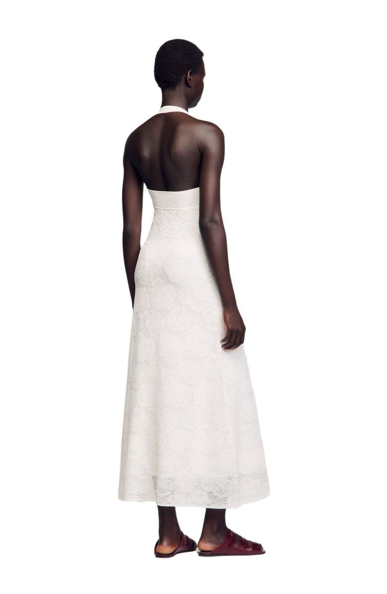 SANDRO Long knit dress, Alternate, color, White
